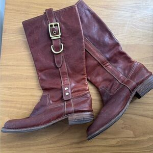 Vintage Coach Chestnut Leather Buckle Boots